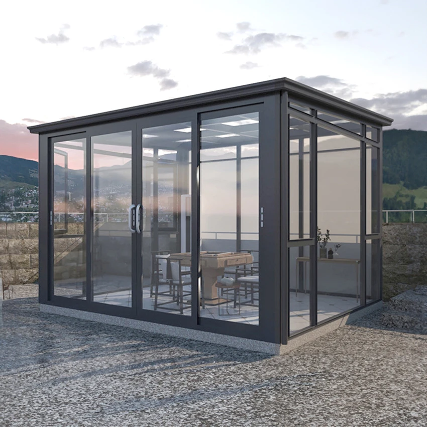 Automatic Movable Electric Motorized Retractable Sliding Glass Roof Cover for House and Pool in US and EU sunroom