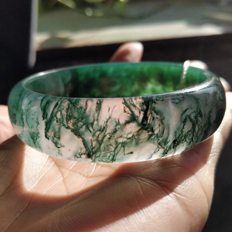 

Agate Boutique Natural Aquatic Agate Bracelet Emerald Green High Ice Bottom