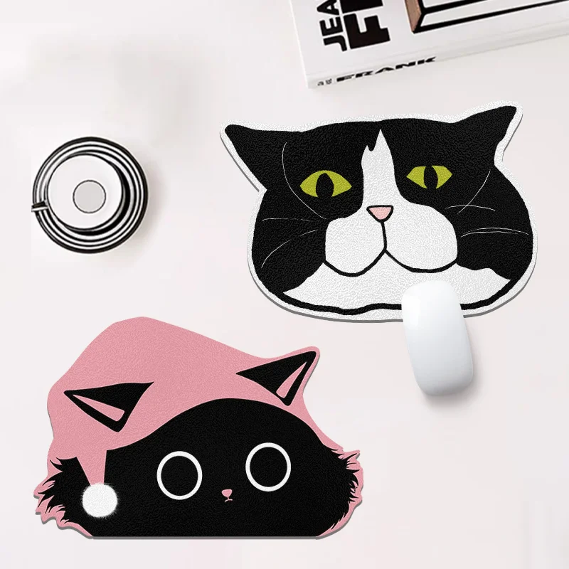 

Cute Cat Illustration Alien Leather Pad Small Mouse Pad for Girls Office Desktop Home Waterproof Mouse Pad