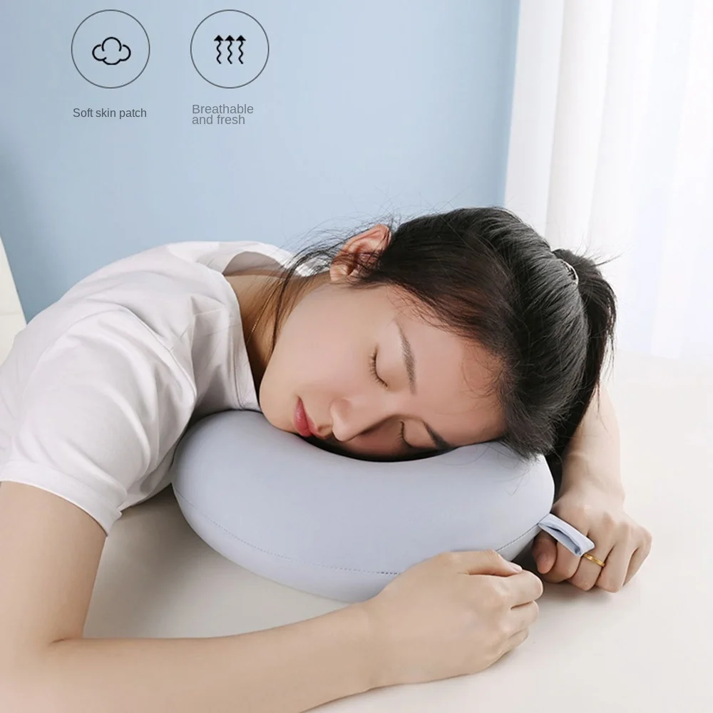 Portable Travel U-Shaped Pillow Double-sided with Storage Bag Neck Support Cushion Comfortable Removable Sleeping Neck Protector