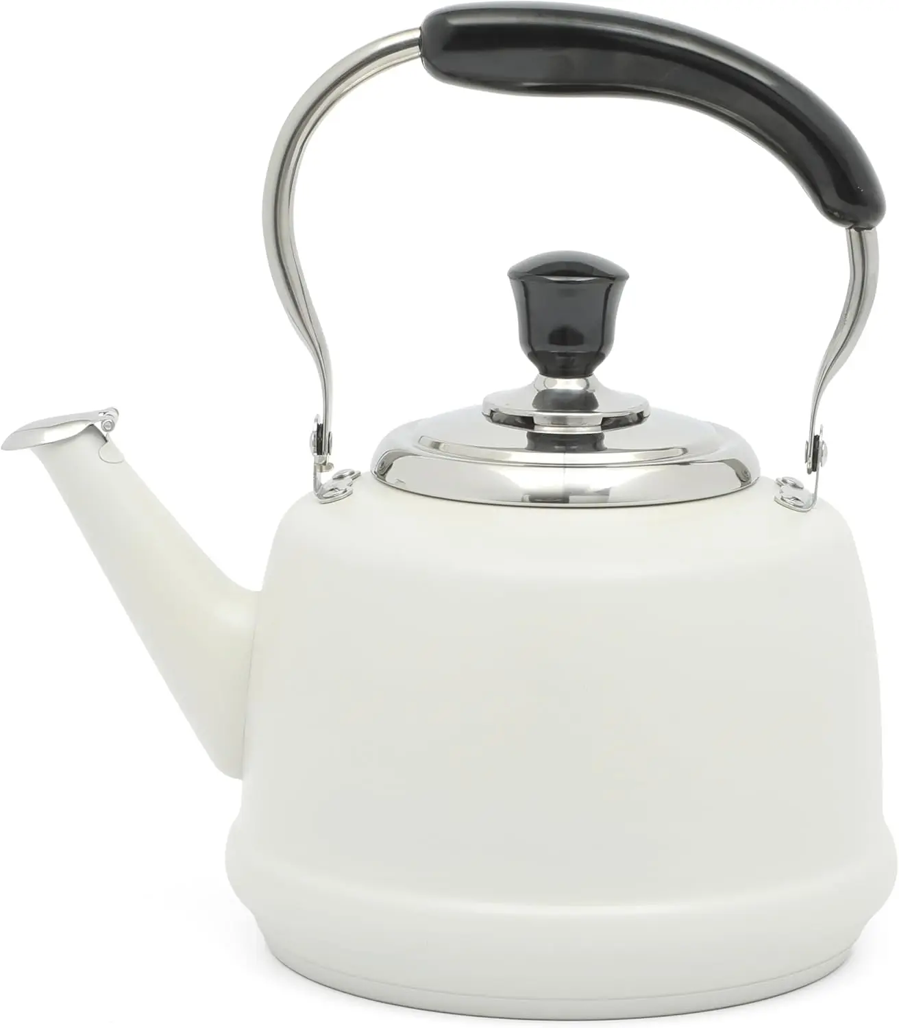 2 quart stainless steel whistling teapot-linen white appearance