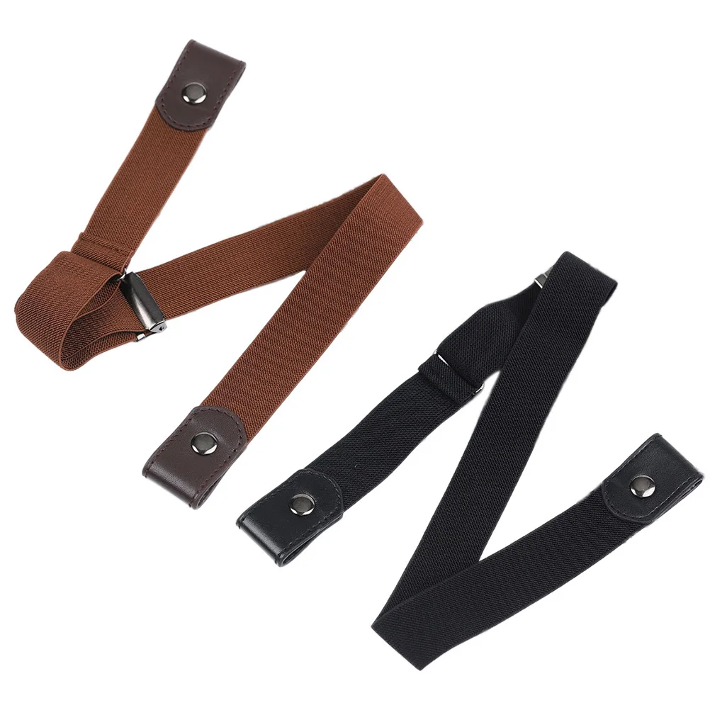 

2Pcs Elastic Invisible Women Waist Belts Hole-Less Jeans Belts Stylish Casual Dress Accessory All-Match Versatile