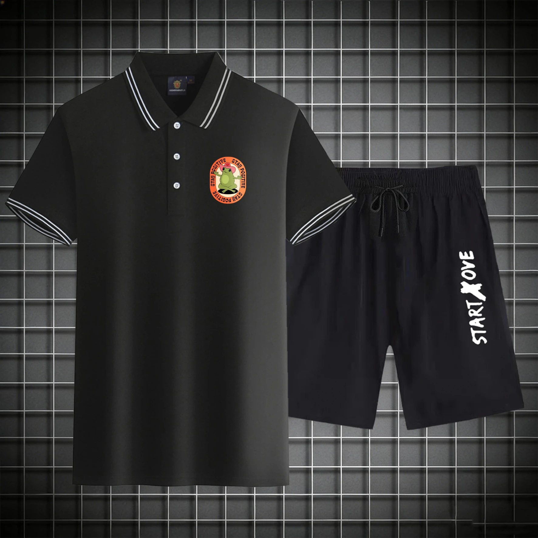 

men's Polos sets 2026 Summer Printed clothing set sweatshirt set Polyester Y2k tracksuits Short sleeve drip clothing Graphic