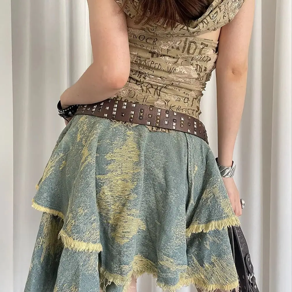 المتخصصة خمر حزام المرأة الجلود القوطية برشام حزام الخصر Y2k تنوعا فستان حزام البنطال الجينز الخصر الملحقات