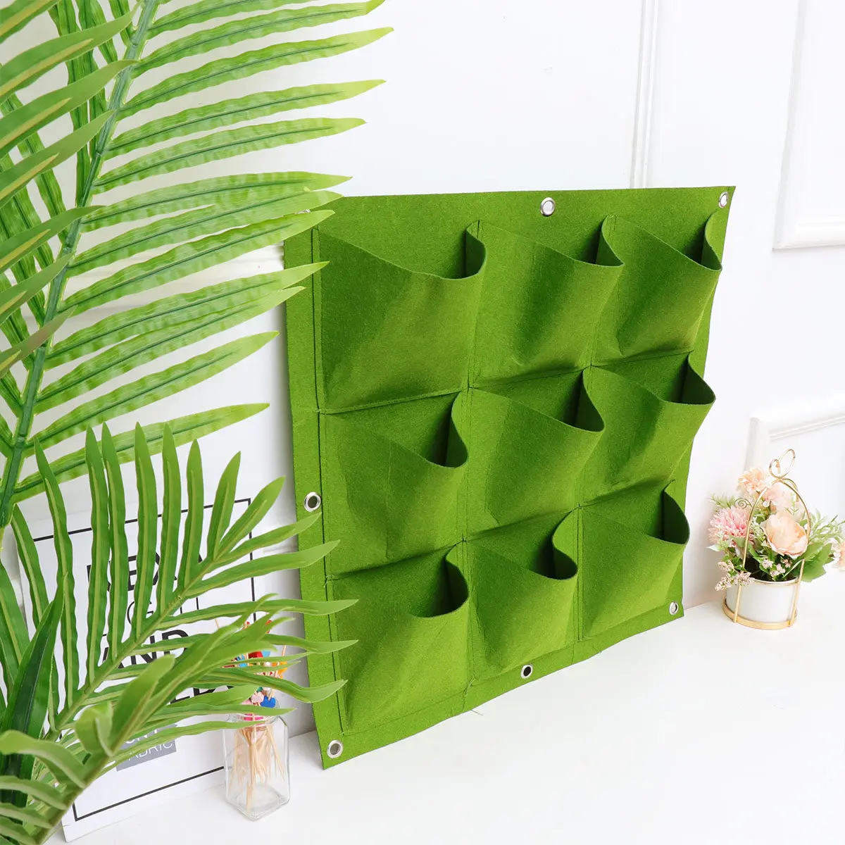 9-Pocket Vertical Wall Hanging Plant Bag Premium Felt Multi Pocket Planter for Apartment Garden Balcony Herb Wall Vertical