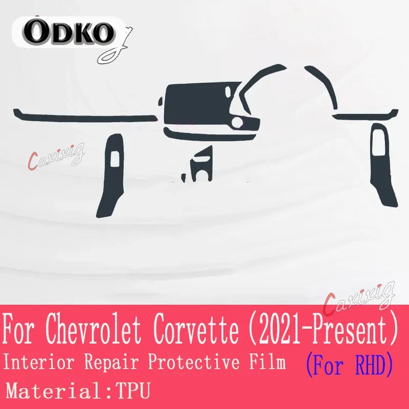 For Chevrolet Corvette C8  Car Interior Center console Transparent PPF-TPU Protective film Anti-scratch Repair film Accessories