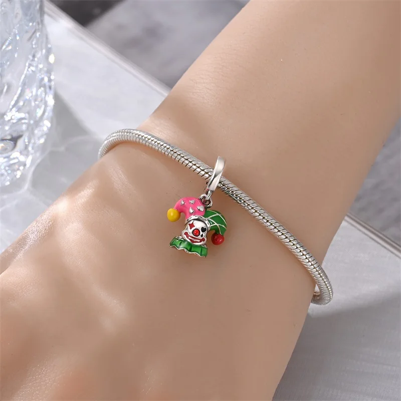 Classic 925 Sterling Silver Teacup Bunny Beads & Playing Card Joker Dangle Charm Fits Bracelet Delicate Colorful Jewelry Gifts