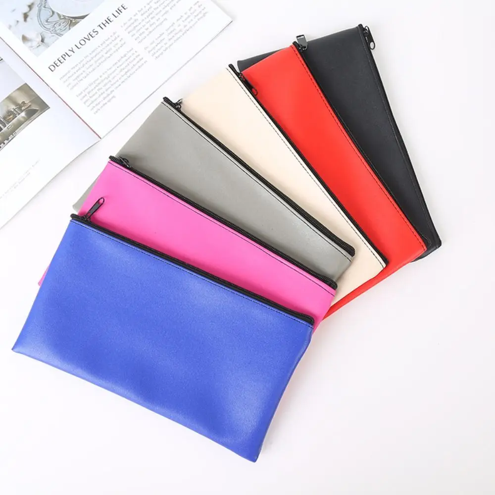 Durable Zippered Pu Bill Bag PU Leather Bank Envelopes Cash Deposit Bag Money Holder 11 x 6 inches Money Pouch Utility Pouch