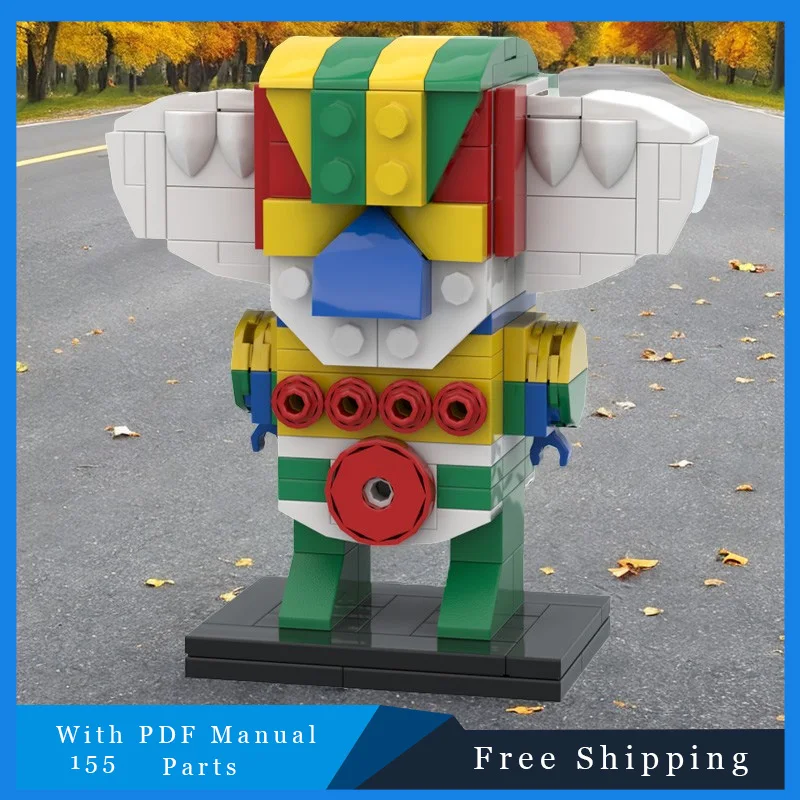 155 부품 MOC 크리에이티브 로봇 브릭헤드 모델 크리스마스 생일 선물 어린이 교육용 DIY 조립 블록 장난감