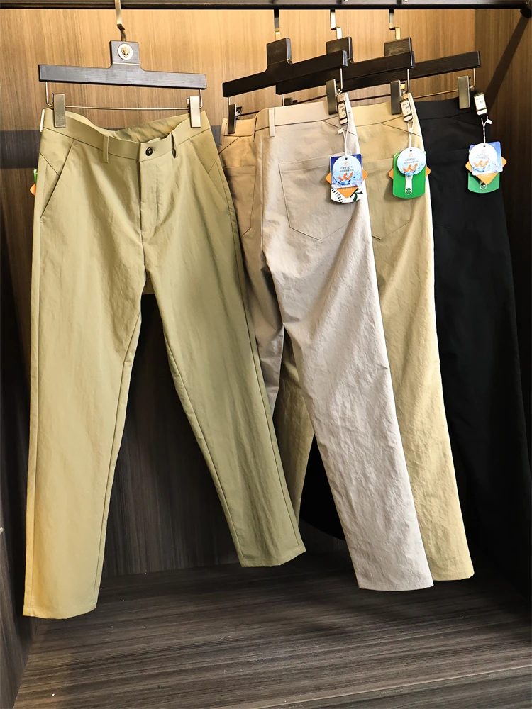 

Busin Casual Straight Leg Men's Pants Breathable Lightweight Pure Color Spring Summer Faion Urban Sle Long Trousers