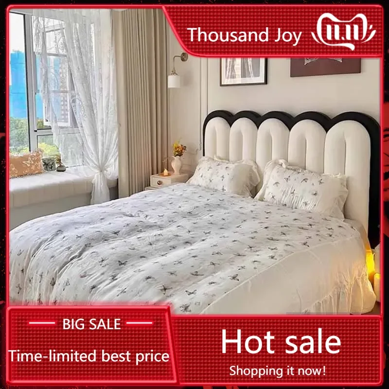 Kawaii Wood Soft Double Bed European Bedroom White Upholstered Modern Beds Twin Luxury 2 Person Camas De Dormitorio Furniture