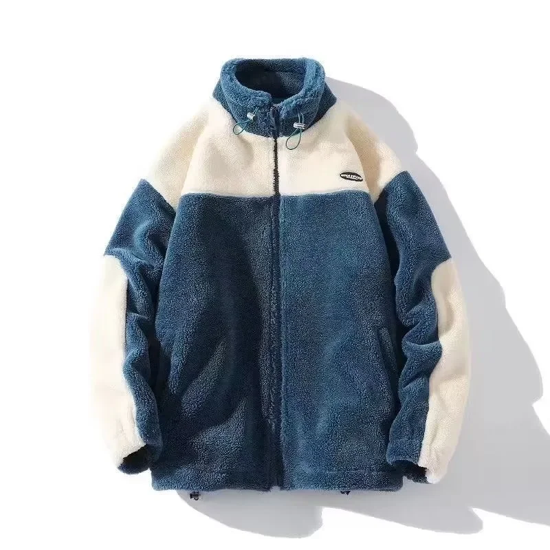 

Winter Fleece Fluffy Jacket Warm Zipper Patchwork Coat Korean Men Autumn Lightweight Jackets Streetwear Hip Hop Harajuku Top 후드티
