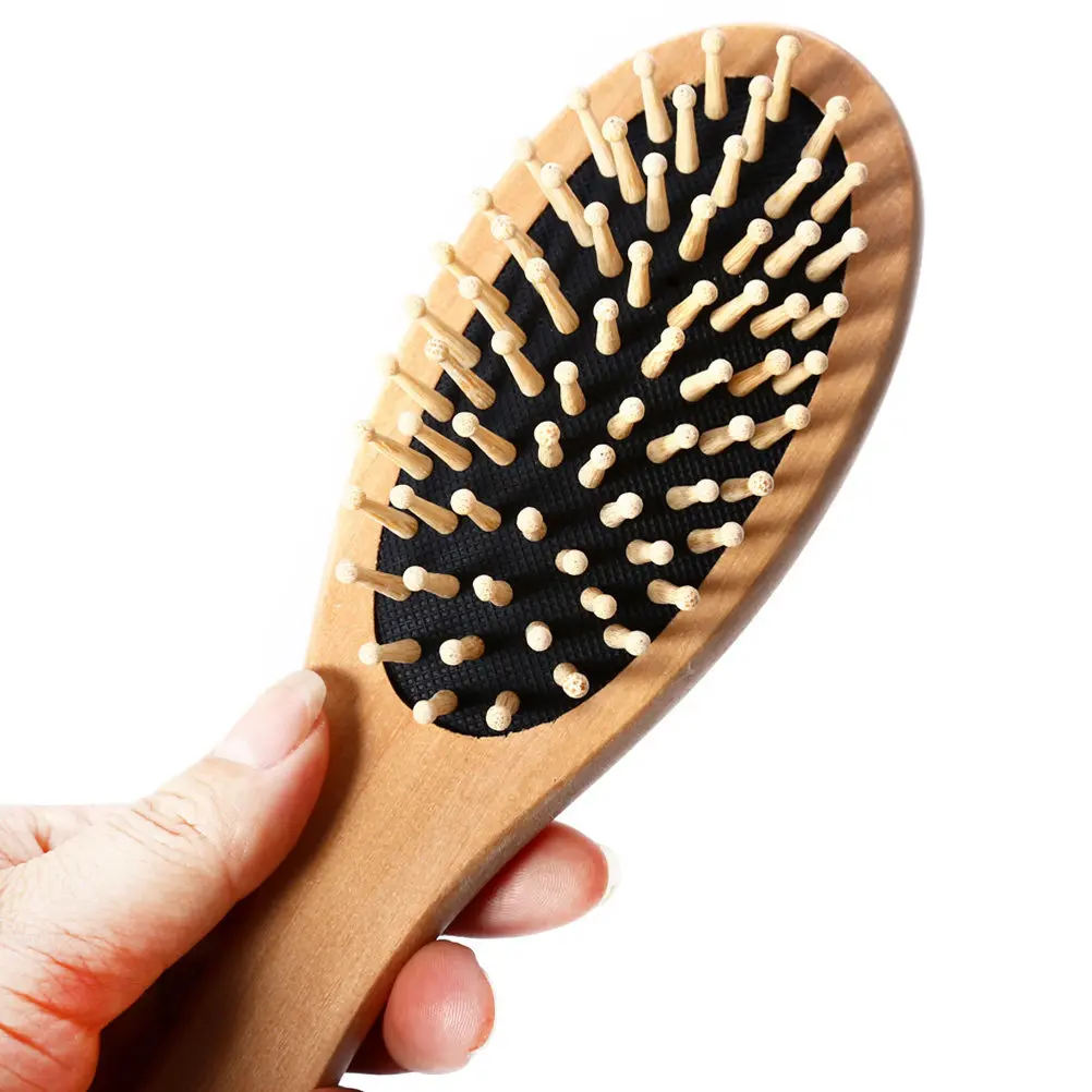 Wooden Hair Vent Brush 175x88x26mm Scalp Massager for Relaxation Sleep Improvement Hair Loss Prevention Shine Boost Antistatic