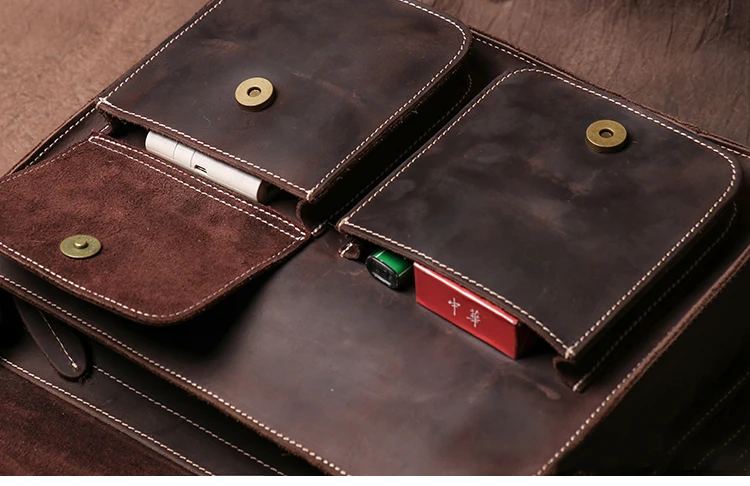 LUOKIR Echte Hohe Qualität Crazy Horse Rindsleder Schulter Umhängetasche Männer Leder Deluxe Sling Messenger Tasche Für 12,9 Zoll IPad – Detail 19