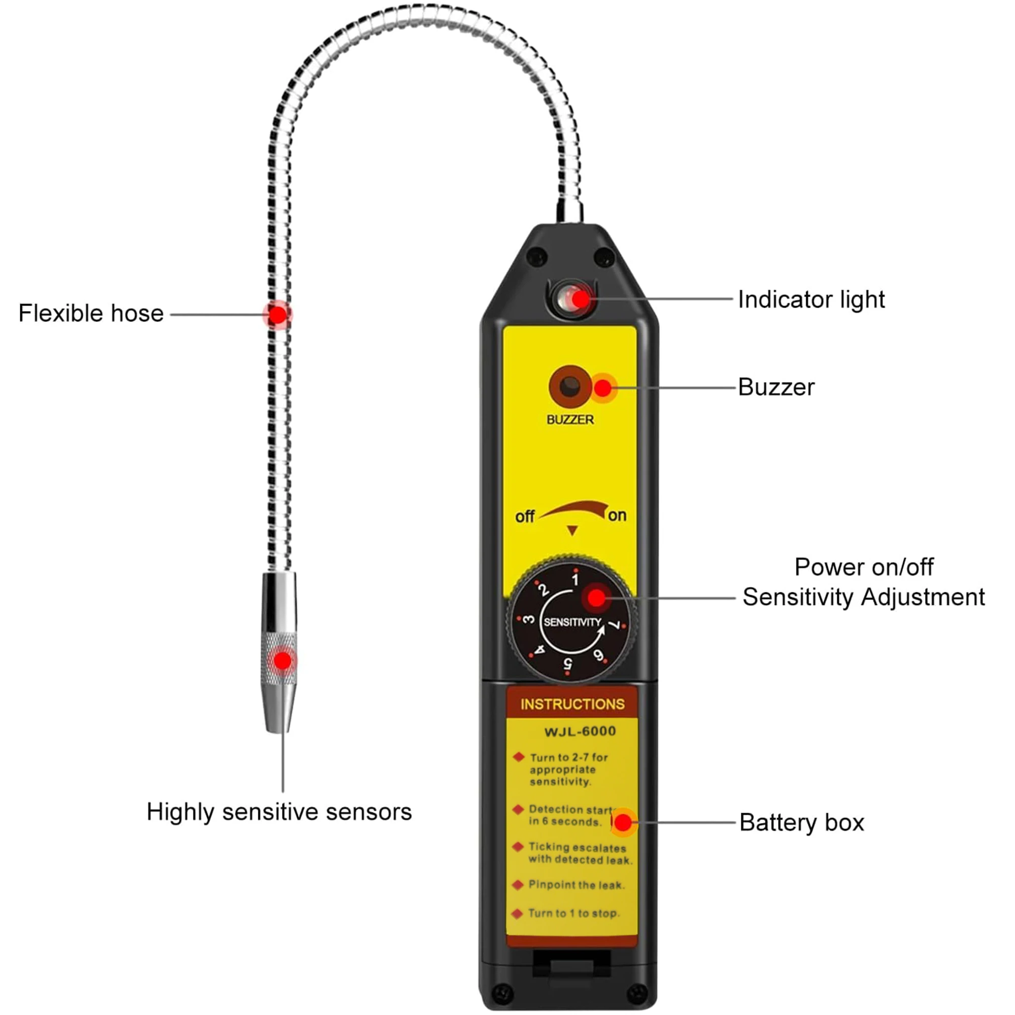 WJL-6000 détecteur de fuite de fréon détecteur de fuite halogène réfrigérant gaz cvc climatiseur R22 R410A R134A R1234YF CFCs HCFCs HFCs