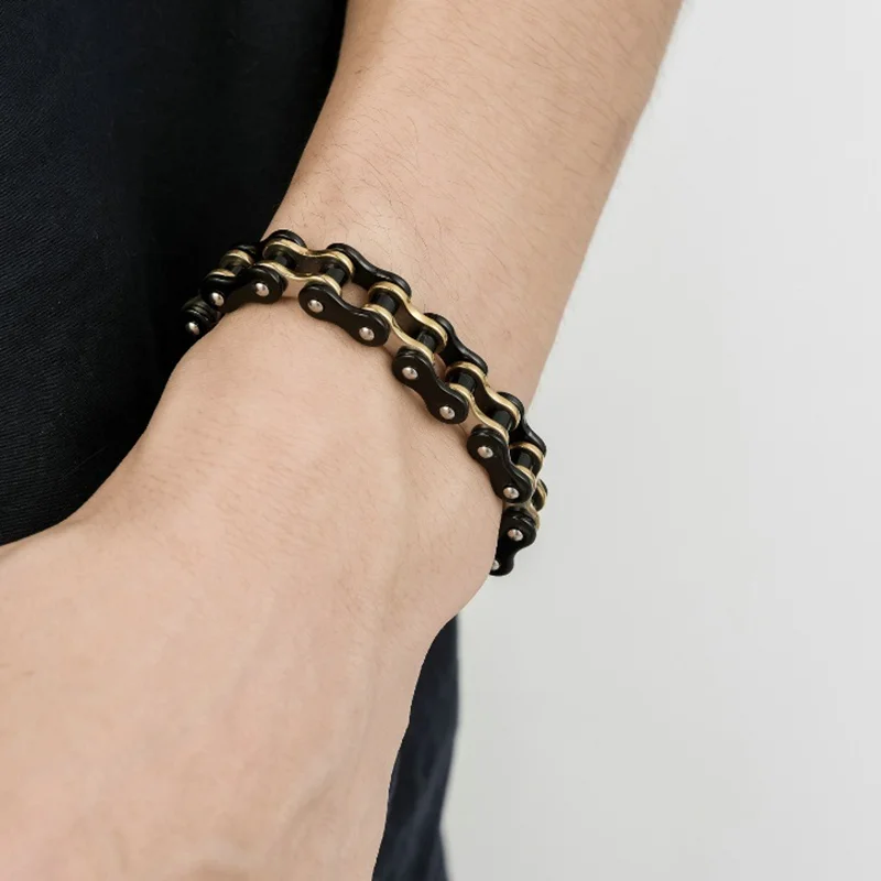 Biker Bicycle Motorcycle Chain Bracelet for Men Bangle Punk Jewelry Men Fashion Titanium Steel Bracelet Birthday Couple Gift