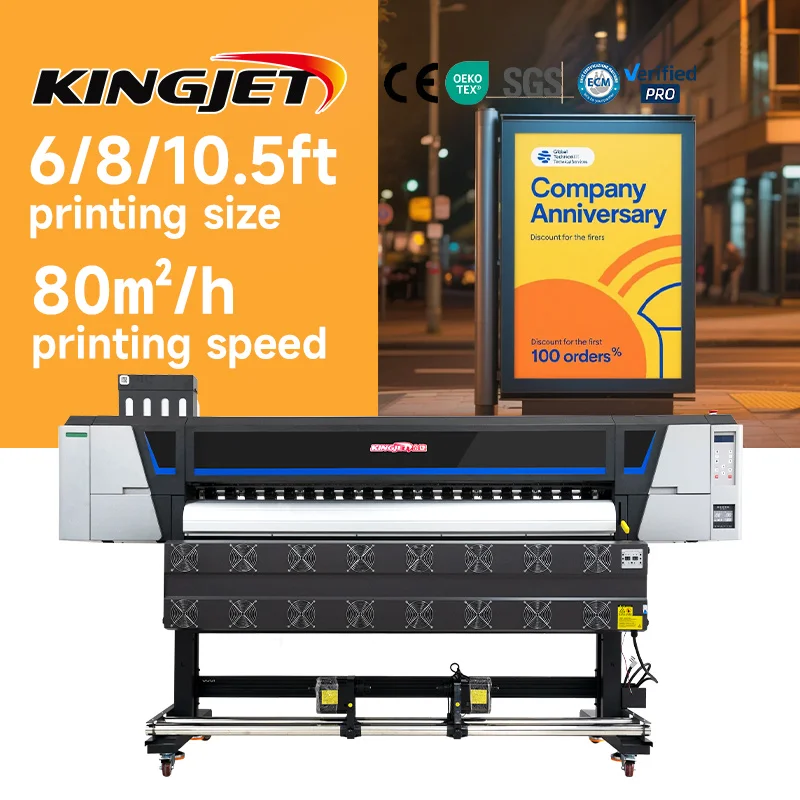 KingJet 1.6m 1.8m Digital Plotter Print Eco Solvent Printer for Flex Banner Vinyl Sticker