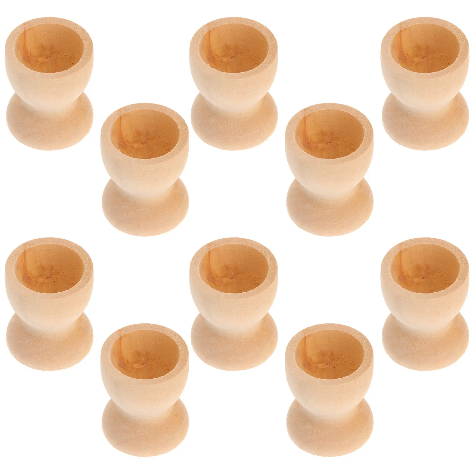 20Pcs Unpainted Wooden Egg Cup Set Easter Egg Holder for Creative Doodling Painting Staining Glittering Kitchen Dining Room