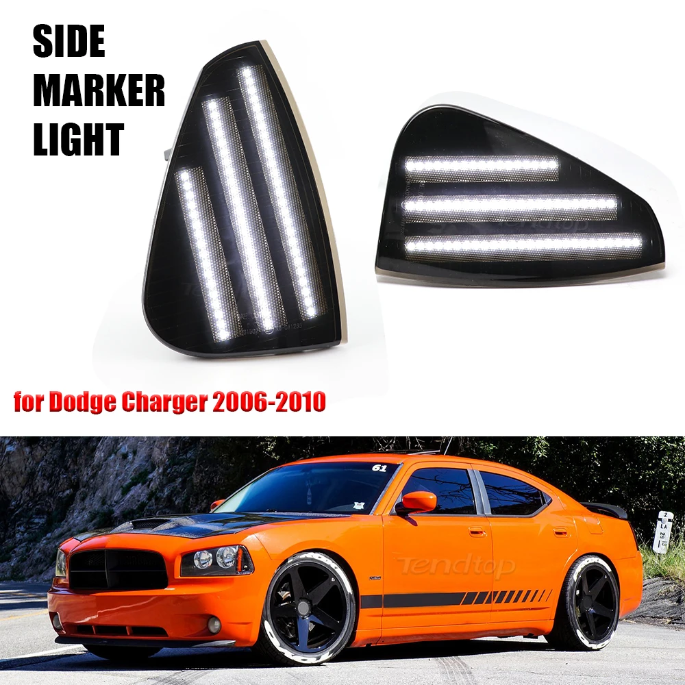 2Pcs LED Turn Signal Front  Side Light 3 Rows LED Strips Fit For Dodge Charger 2006-2010 Car Accessories Signal Lamp Amber/White