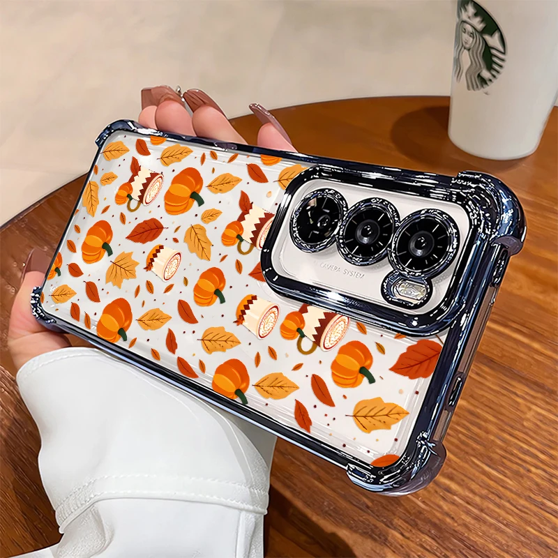 Autumn Pumpkin Floral Leaf Print Phone Case For Google Pixel 10 Pro XL 10A 9 7A 8A 7 Pro Anti Scratch Transparent TPU Cover Etui view 6
