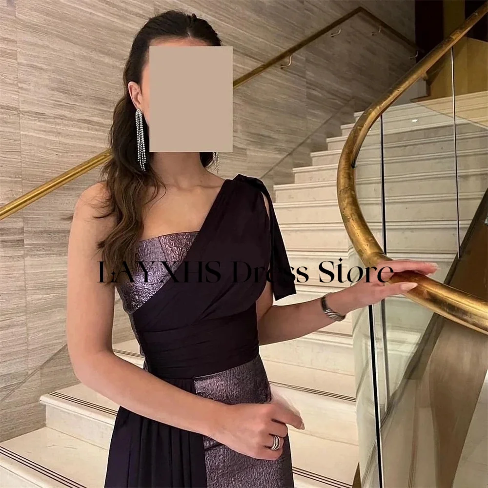 LAYXHS Elegante One-Shoulder-Abendkleider, glänzende Meerjungfrau-Falten-Abschlussballkleider für Damen, maßgeschneidert