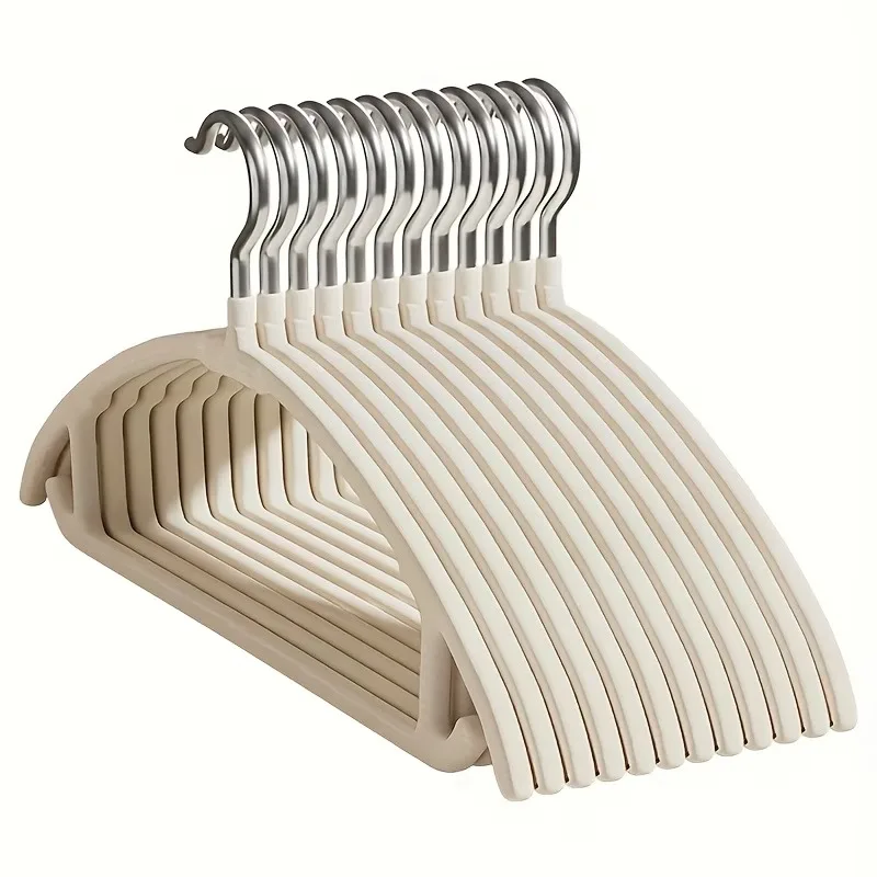 

6PC Household Dip Plastic Half-round Coat Hanger Thick Adult Clothes Shelf With Hook Without Trace Drying