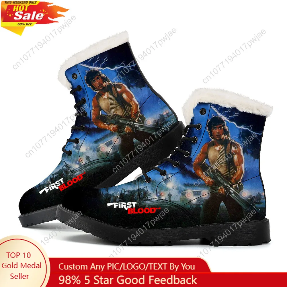 

John Rambo F-First B-Blood Plush Boots Mens Womens Teenager Shoes Outdoor Casual Boot Light Couple High quality Customize Boots