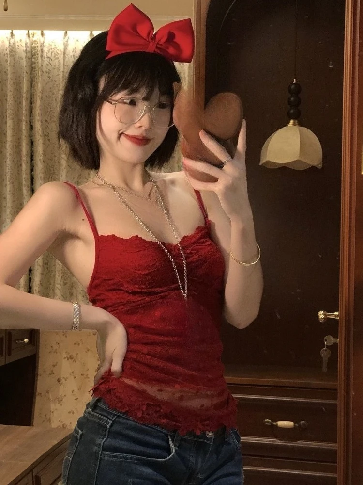 Y2k Aesthetic Two Piece Sets Lace Patchwork Sun Protection Loose Blouses + Flower Print Grunge Tanks Female Autumn Vintage Suit