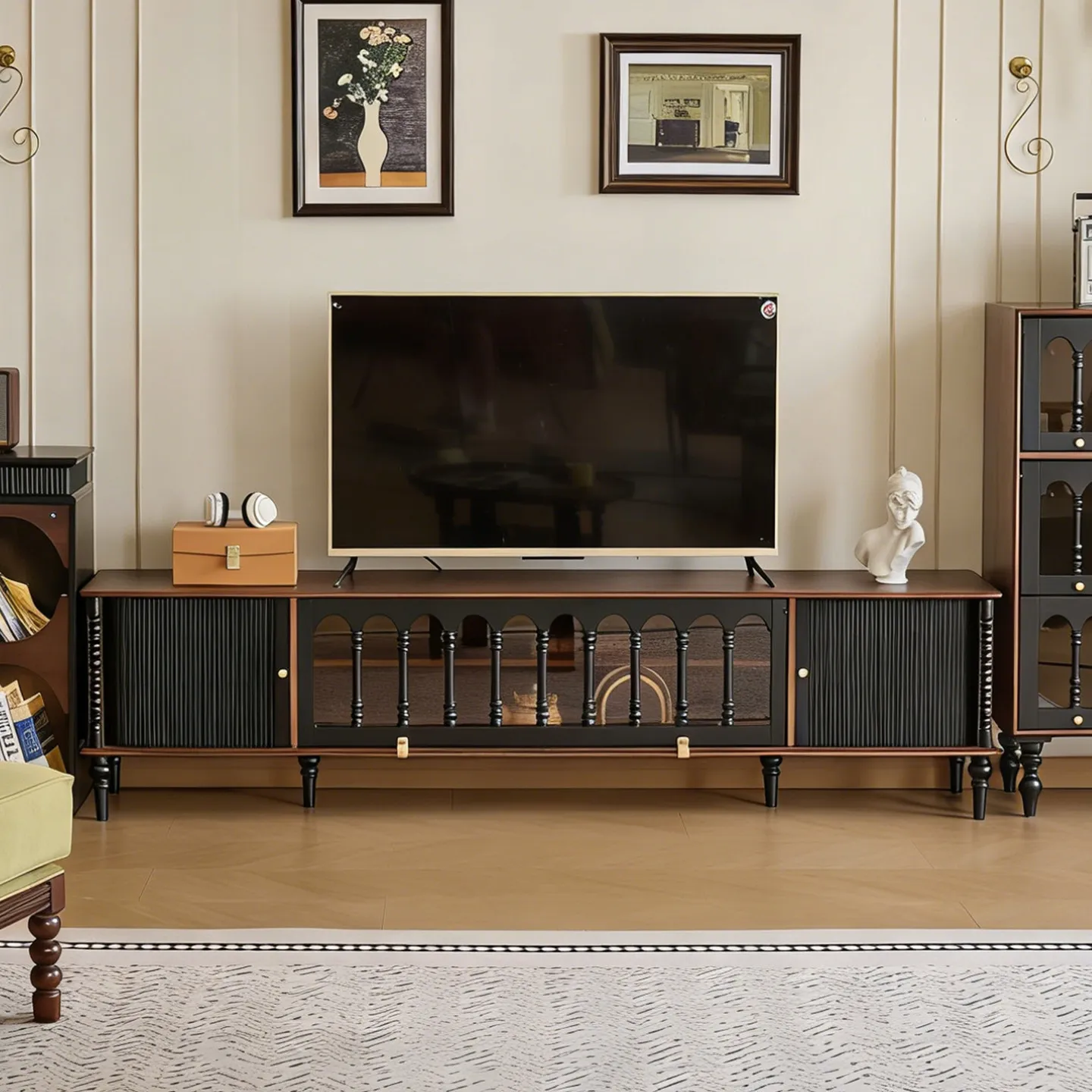 French antique floor-to-ceiling TV cabinet coffee table retro living room storage Hogwarts locker integratedcabinet