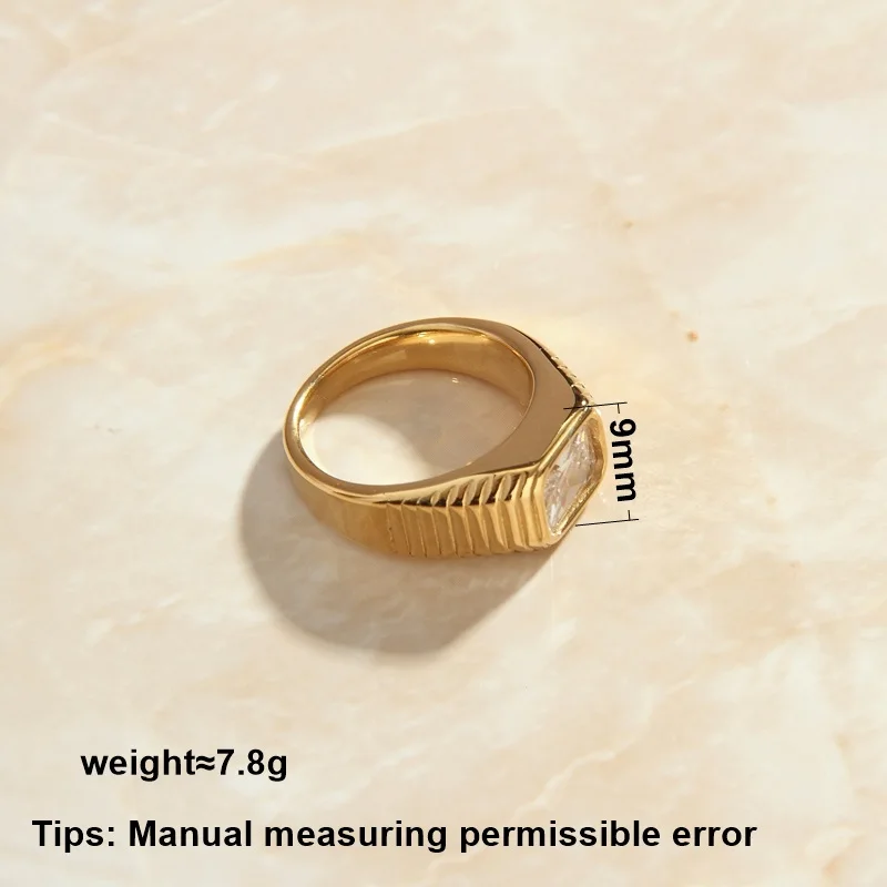 SOMMAR Vintage Love Gold Plated size 6 7 8 women rings for women 2020 simple and generous square zircon ring men ring Elegant
