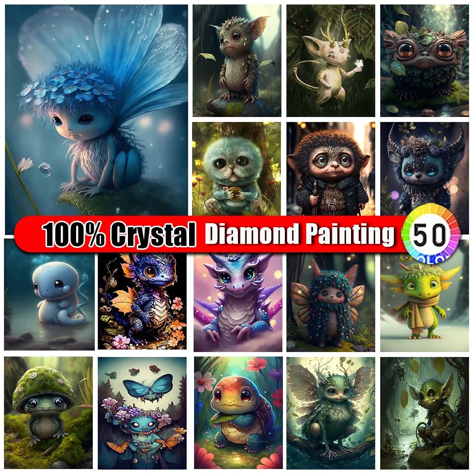 Merdika 100% Crystal Diamond Painting Dragon Baby 5D DIY Mosaic Cartoon Diamond Embroidery Picture Cross Stitch Kit Handmade