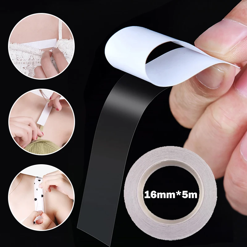 8M Women Clear Double Sided Tape For Clothes Dress Body Skin Adhesive Sticker Transparent Anti-Exposure Adhesive Sticker Strip