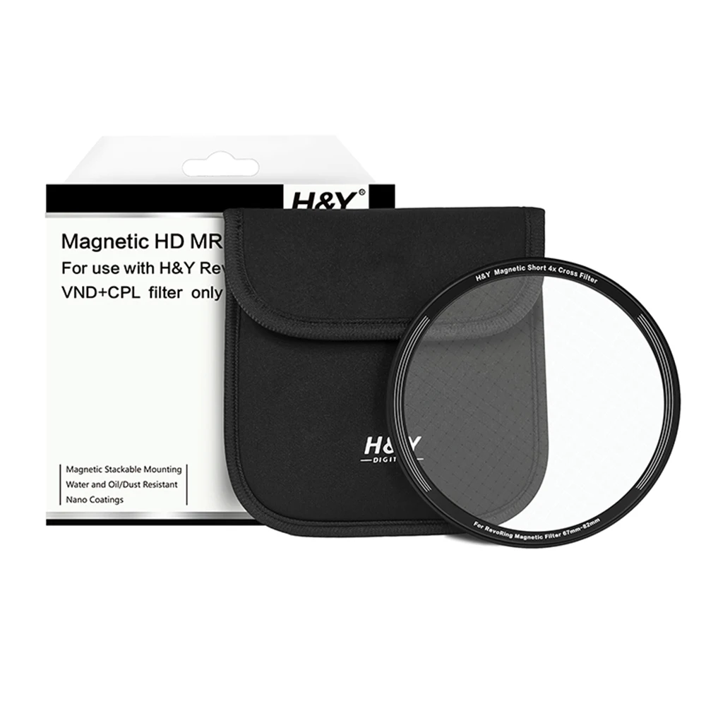 H&Y Camera Lens Filters Short 4x 6x Cross Magnetic Clip-on Filter For RevoRing VND&CPL 67-82mm