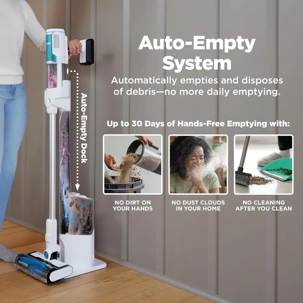 Clean Lightweight Cordless Cleaner with Filter, Powerful Suction, Portable, Rechargeable, Auto-Empty System, Stick Vacuum