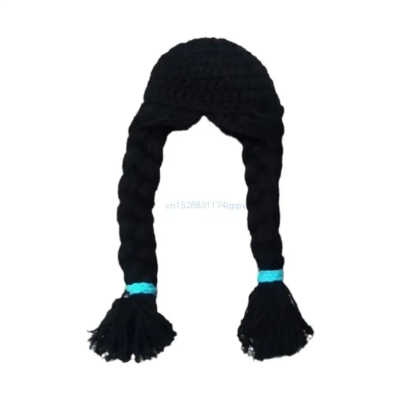 Baby Knitted Hat Handmade Toddlers Double Braides Woolen Kntting Fashion Dropship