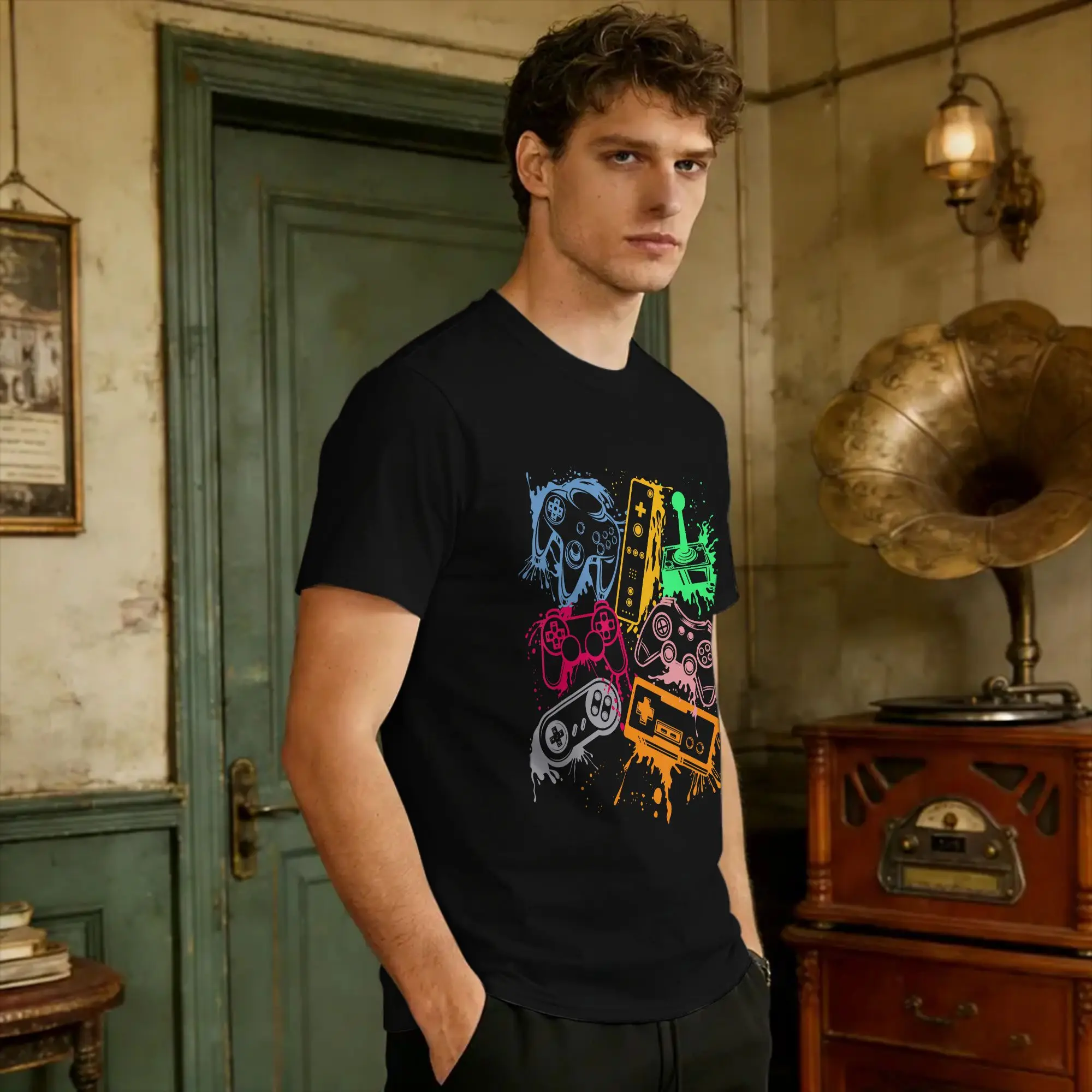 Vintage T-Shirt Funny Old Gamer Gaming Retro 80s 90s Video Game Controller Cotton T Shirts for Men Summer Y2K Fun Top Tees