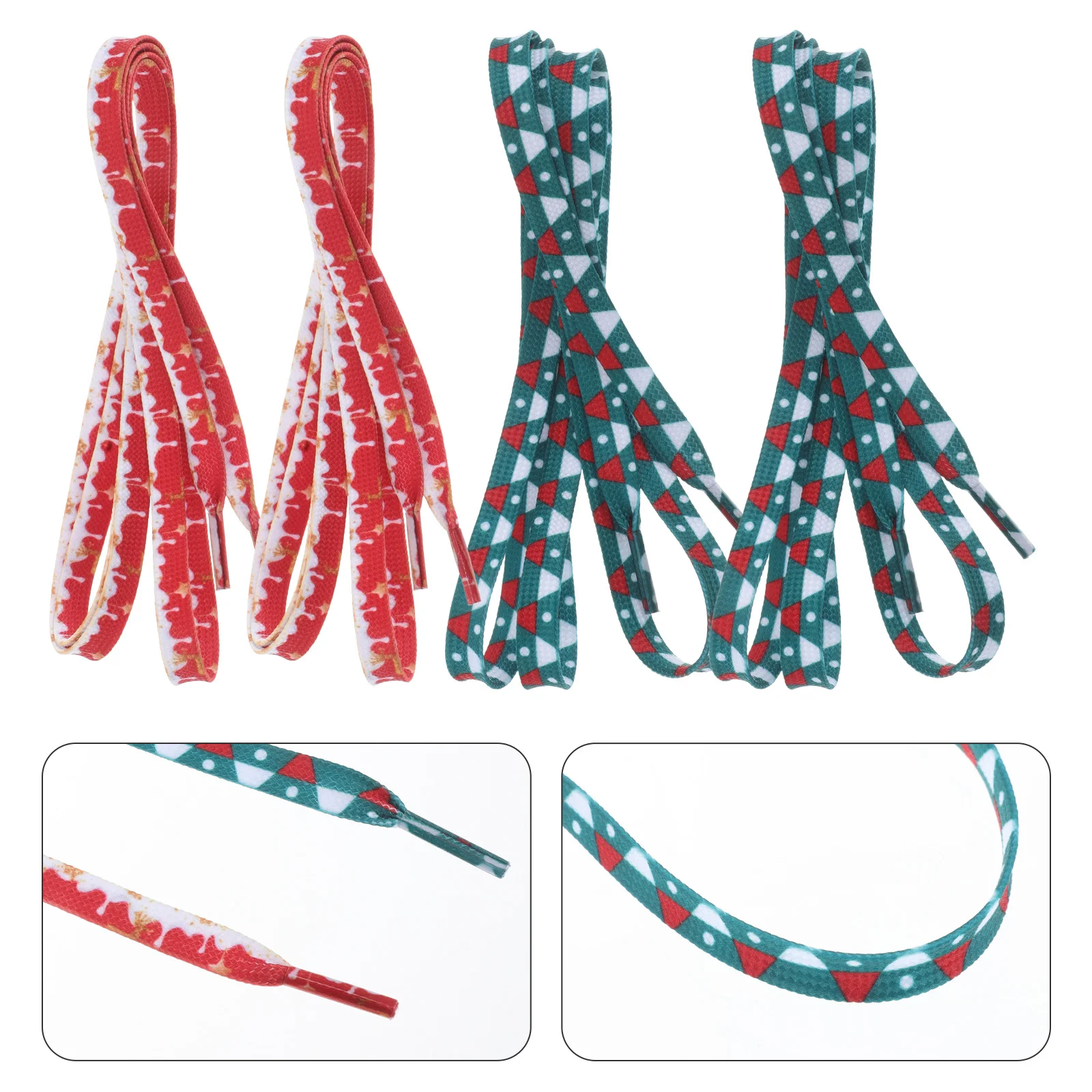 2Pairs عيد الميلاد أربطة الحذاء شقة البوليستر الملونة أربطة الحذاء قوي استبدال حذاء رياضة Shoestrings حذاء كاجوال عطلة الموسم