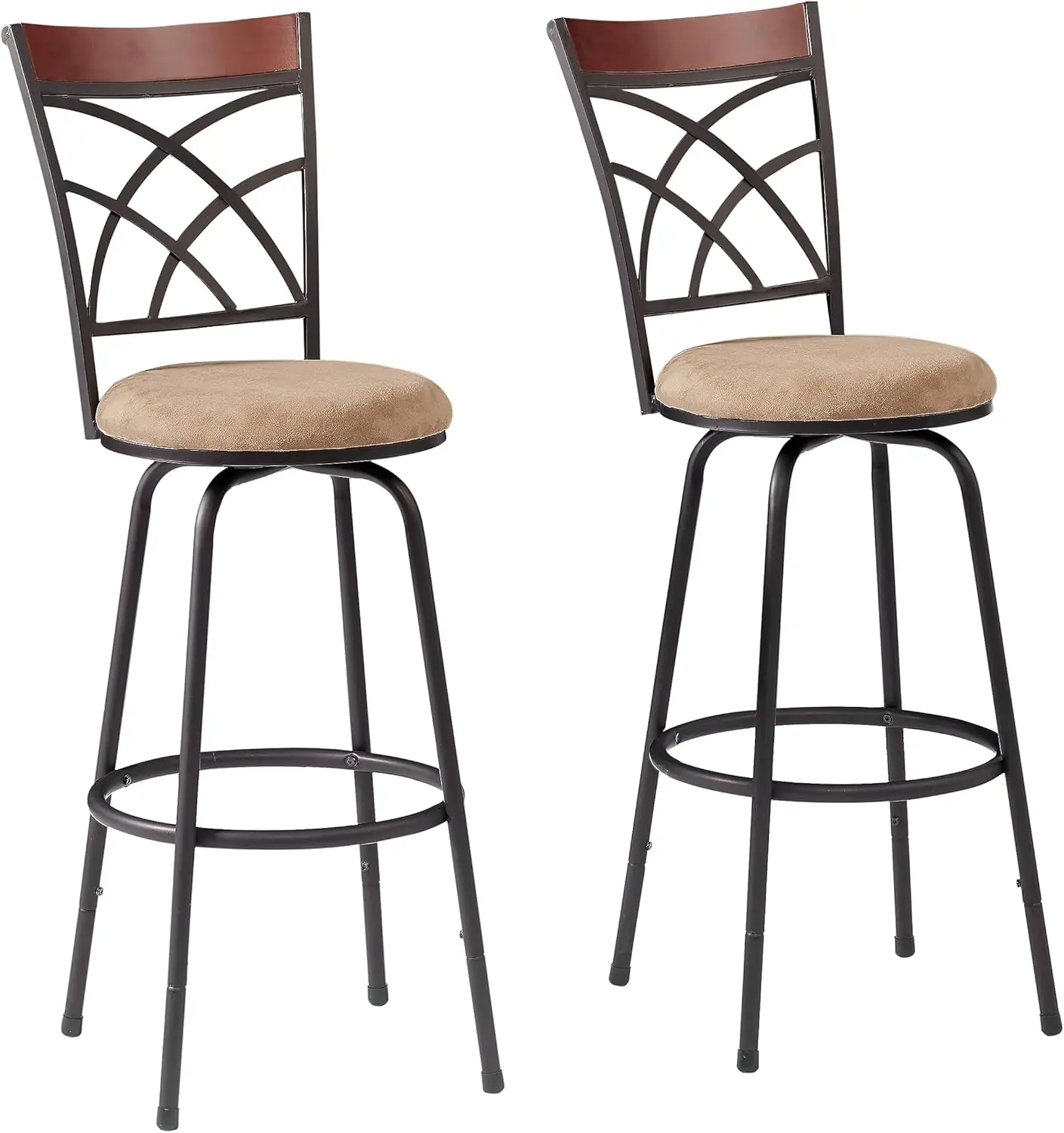 

Bar Stools Set of 2, 24/29" Height Adjustable Barstool,Swivel Counter Stool with Upholstered Seat/Footrest/Back,Steel Bistro