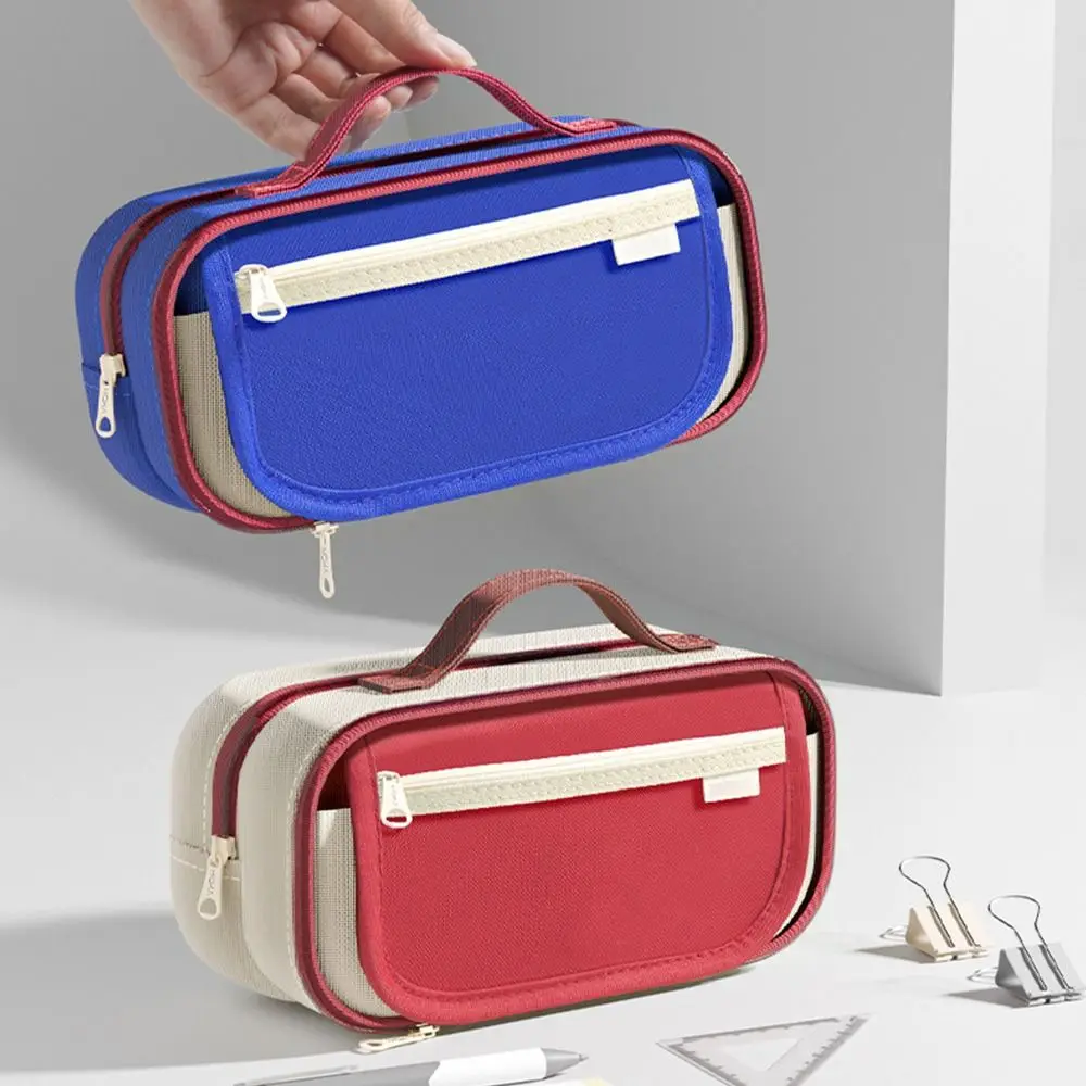 

Высококачественная ручная сумка для ручек контрастного цвета, девятислойный ручной пенал, большая вместительная сумка для канцелярских принадлежностей, школьный офис