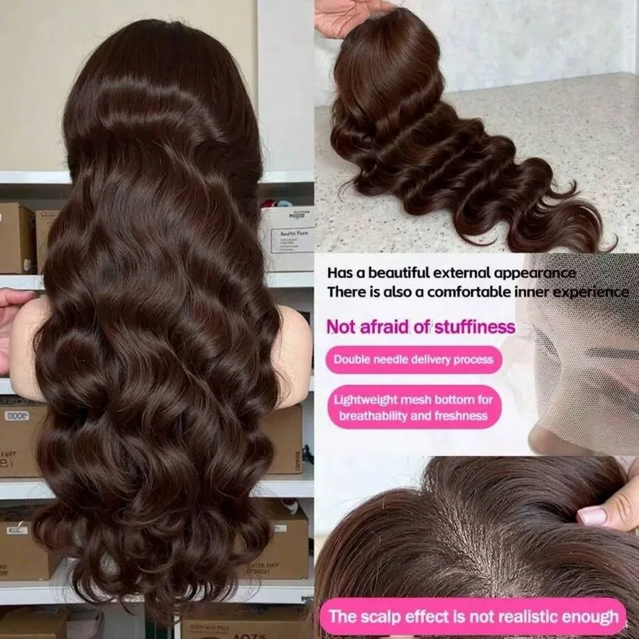 250% 30 36 بوصة الشوكولاته براون الجسم موجة 13x6 HD الدانتيل الجبهة 100 خصلات الشعر المستعار الإنسان 13x4 الدانتيل الباروكة الأمامية البرازيلي شعر ريمي #4