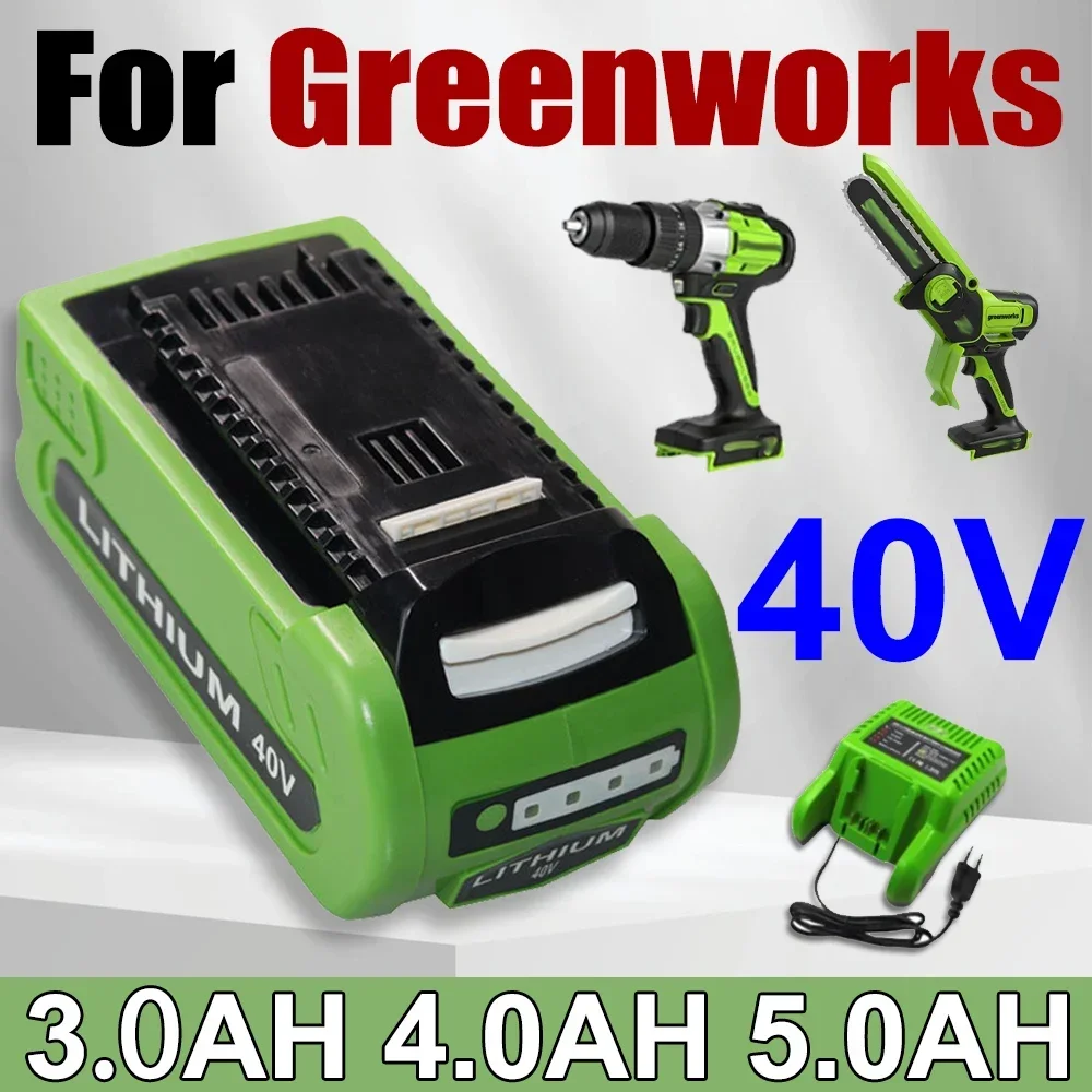 

40V 3.0 4.0 5.0ah Lithium ion rechargeable battery suitable for GreEnworks 29462 29472 29282G Max Gmax lawn mower power tools