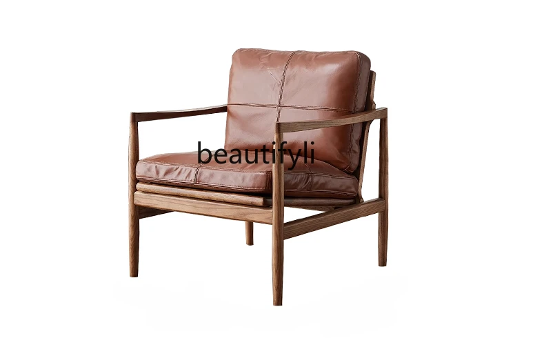 

Chinese Style Balcony Leisure Chair Small Apartment Home Italian Couch Retro Designer Single Recliner living room furniture