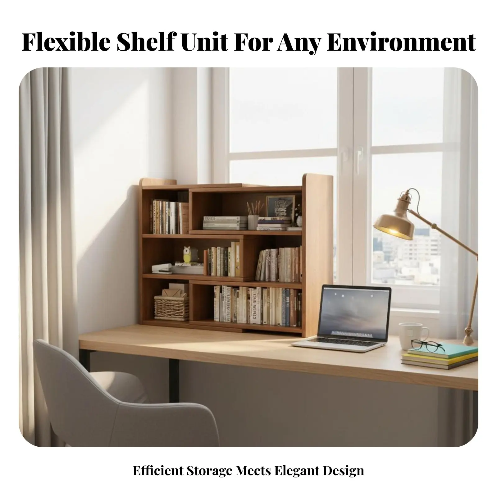 

Многосекционная настольная подставка с несколькими отсеками, деревянный органайзер для стола с ящиками, легко собирается, регулируемая длина