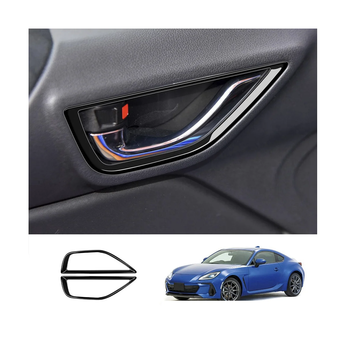 RHD Bright Black Car Door Inner Handle Frame Decorative Sticker for TOYOTA GR86 Subaru BRZ 2021-2023 Car Interior