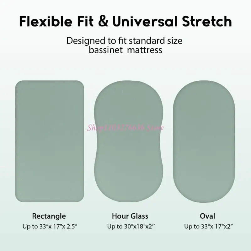 R6FD Toddlers Bassinet Sheet for Oval Rectangle Mattress Breathable Baby Fitted Sheet