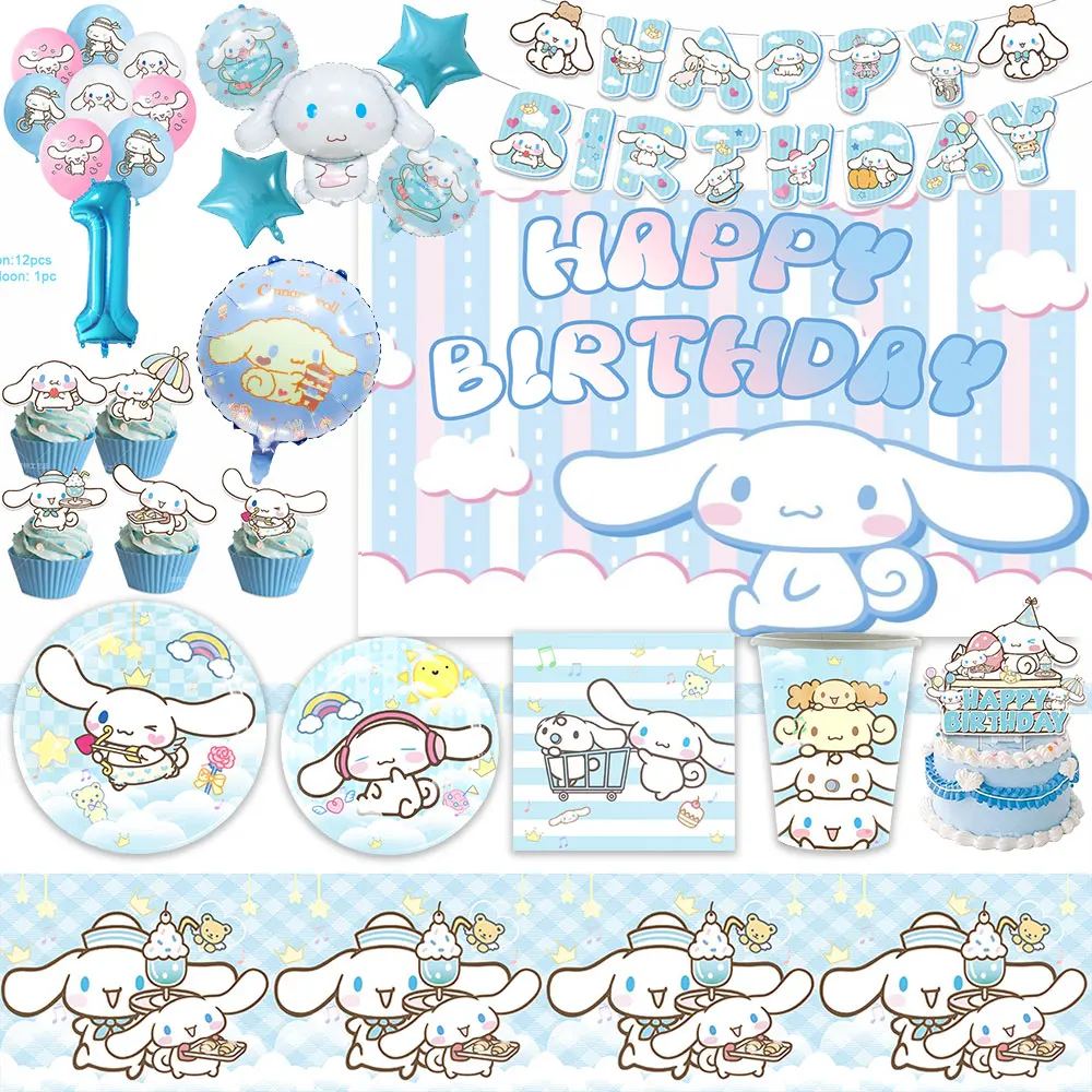 

Cinnam&oroll Cartoon Dog Theme Birthday Party Disposable Tableware Decoration Banner Backdrop Balloon Baby Shower Children Gift