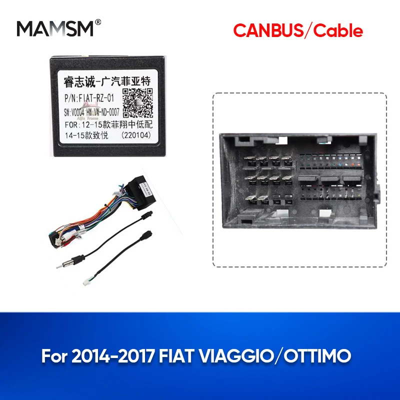 MAMSM Car Radio Canbus Box For FIAT VIAGGIO OTTIMO 2014 2015 2016 2017 Multimedia Wiring Harness Power Cable Decoder Adapter