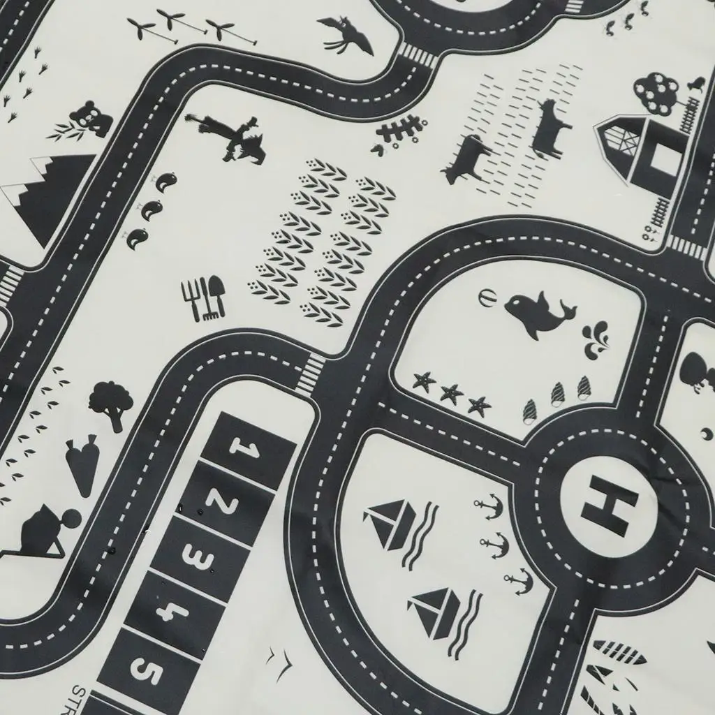 Toy Car Mat for Kids Country Roads Traffic Map Rug Vehicles Play Set Carpet Children’s Activity Floor