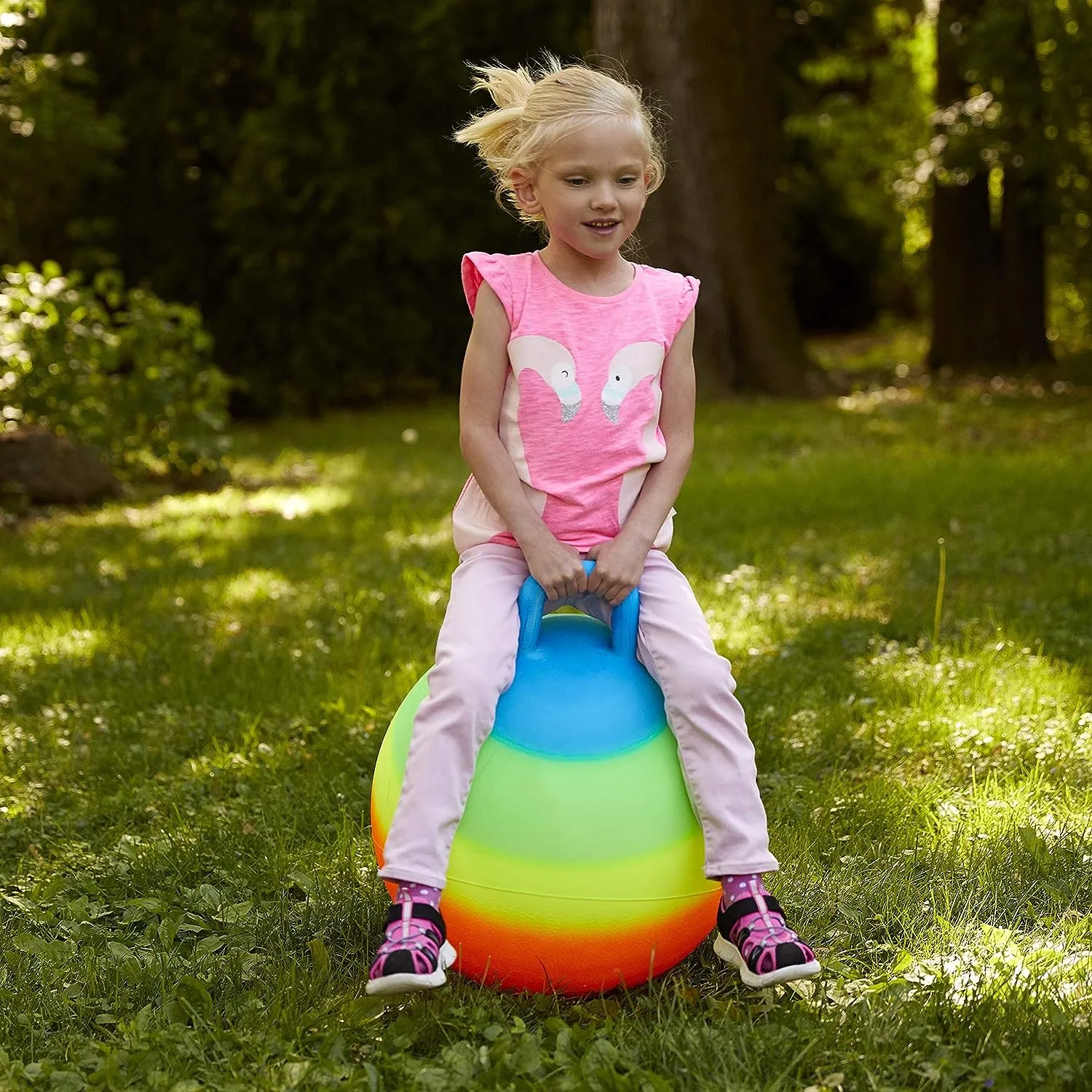 Balle de saut de sport d'extérieur pour enfants, diamètre de 18 pouces, objets Intégaux, balle de saut sûre et durable avec poignée