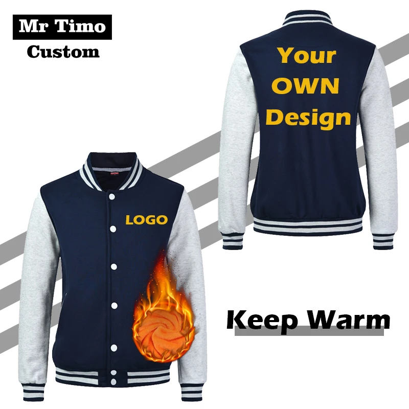 Men's Long Sleeve Baseball Jacket Customized Embroidery Printed Logo College Style Warm And Comfortable Outerwear